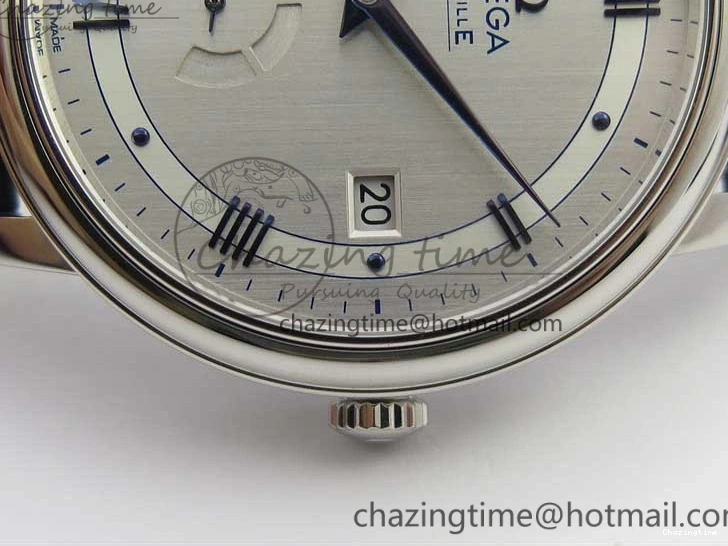1218 Timeless De Ville Prestige Real PR SS ZF 1:1 Best Edition Gray Dial Blue Markers on Blue Leather Strap MIYOTA 7936